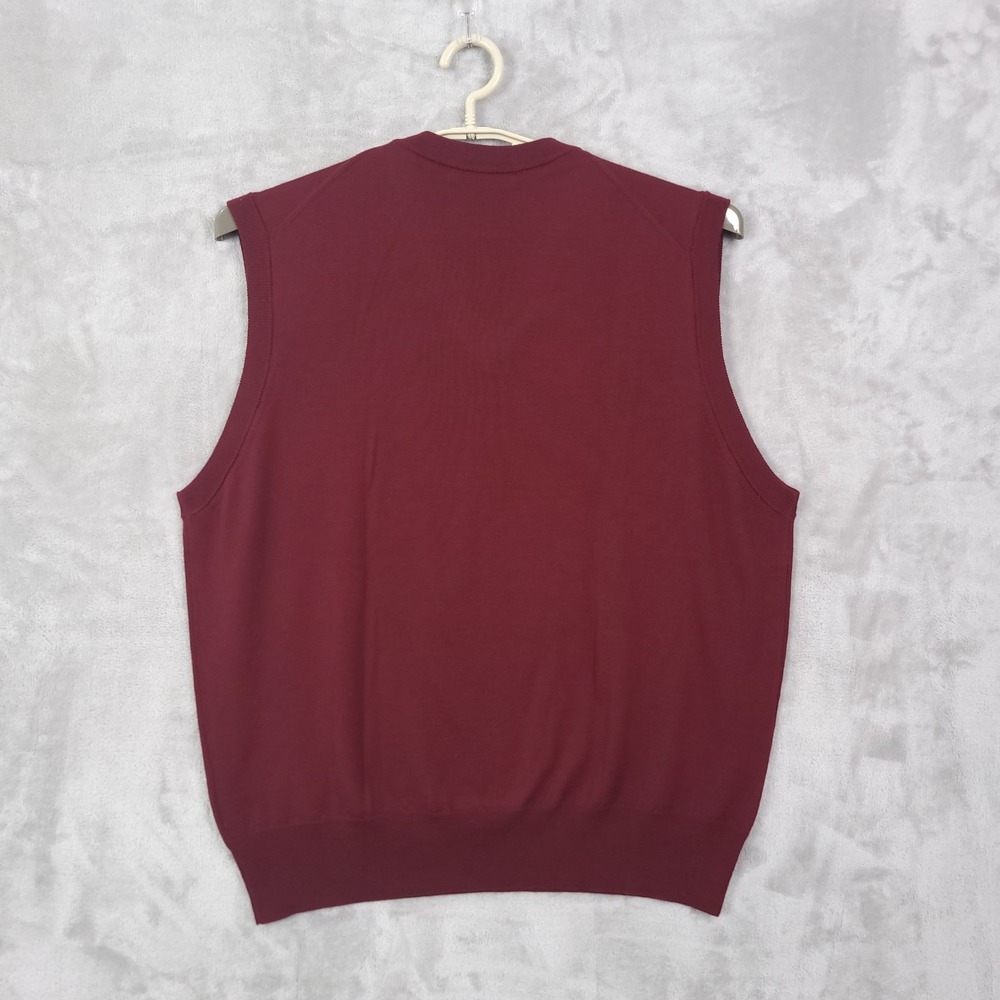 Brooks Brothers Italian Merino Wool Sweater Vest Men XL V-Neck Academia Teacher - Picture 2 of 12